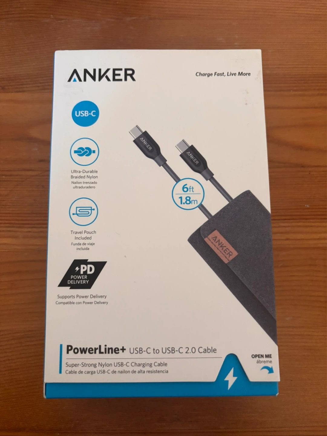 Brand new Anker 6ft USB-C cable with case