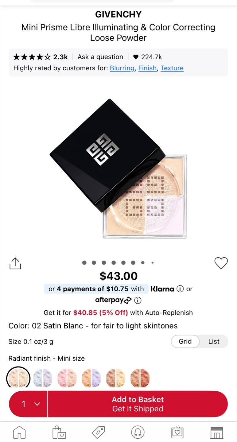 Givenchy Mini Prisme Libre Loose Powder 02 Satin Blanc