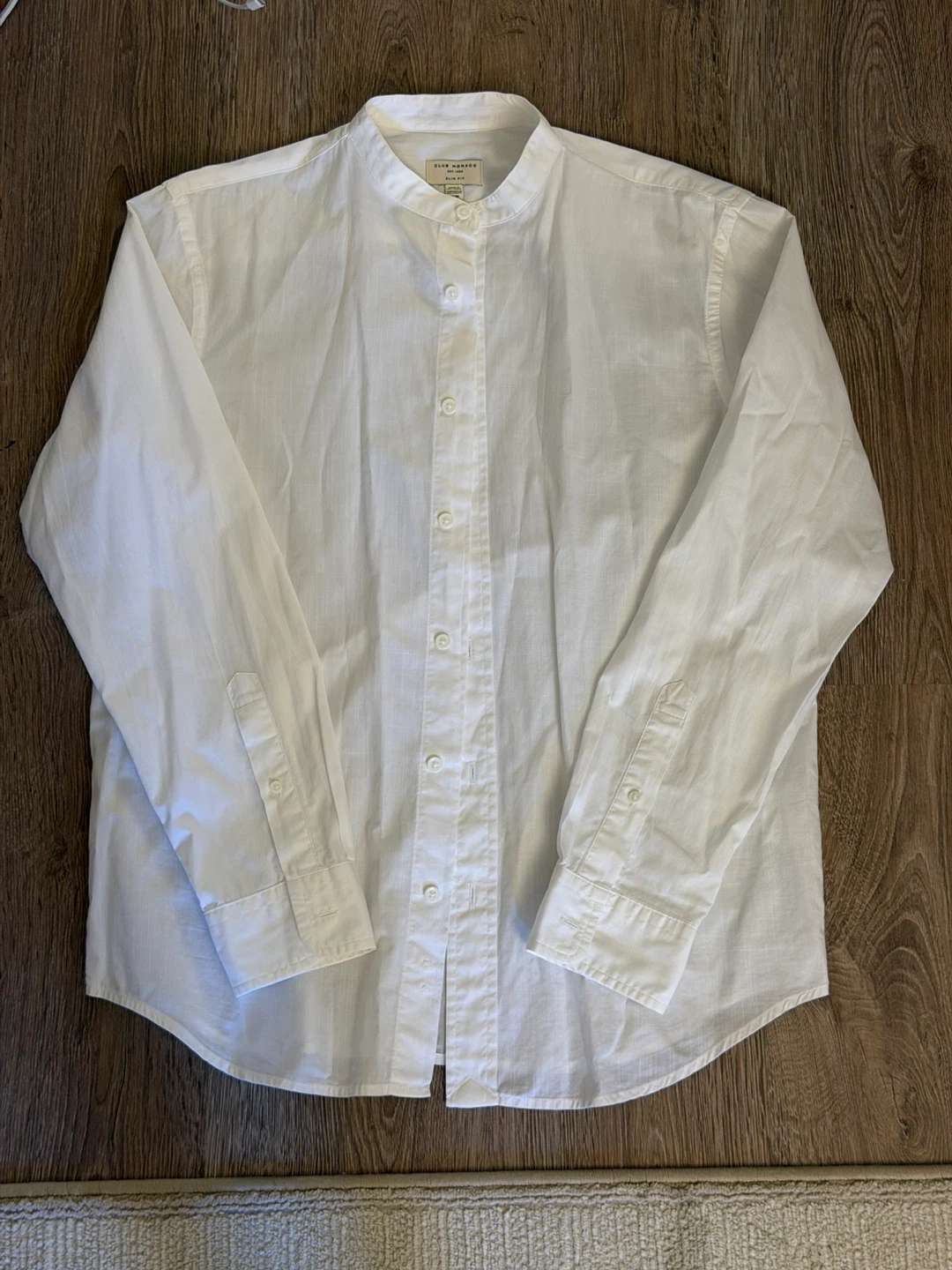Club Monaco White Band Collar Shirt