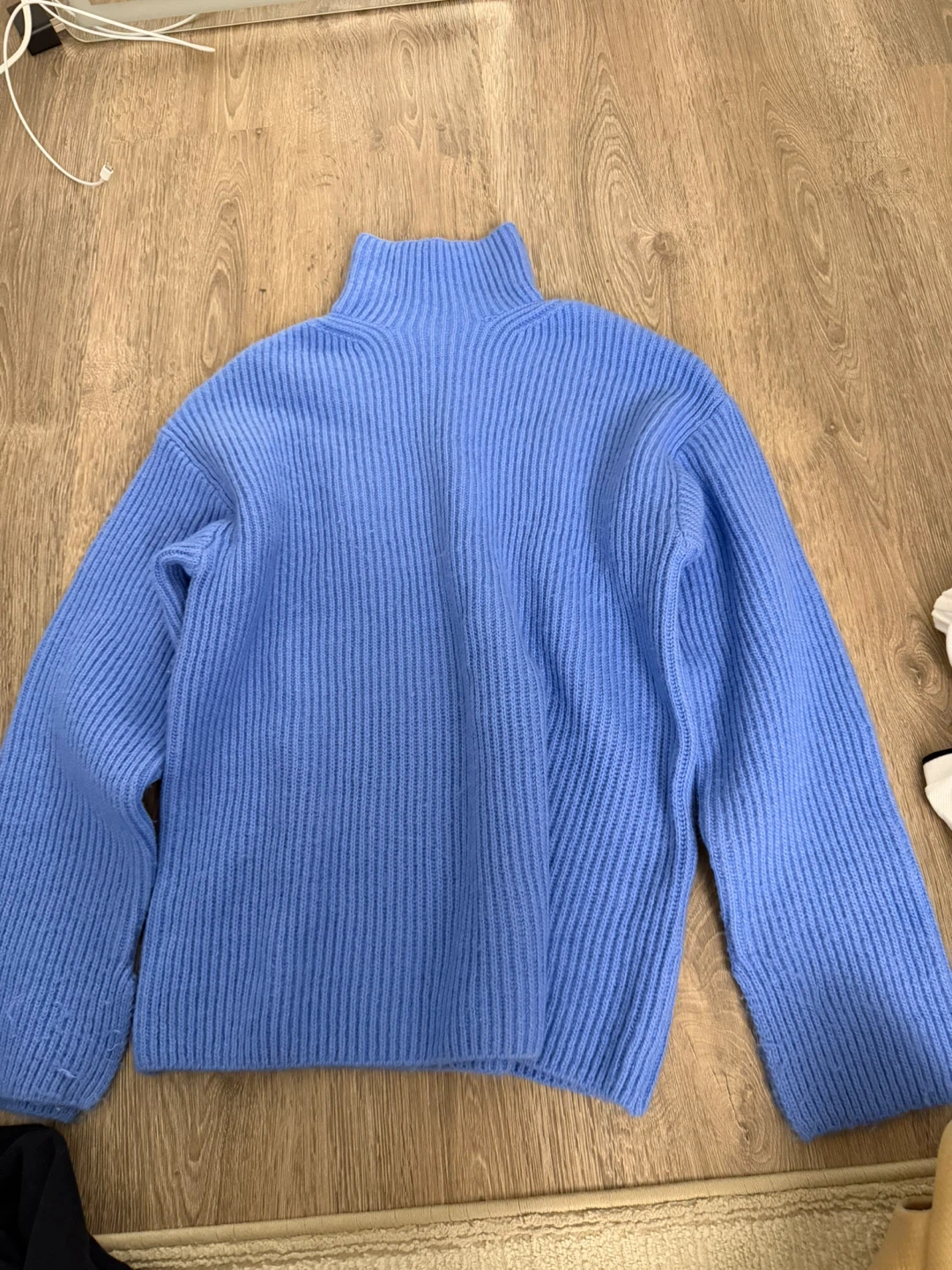 H&M Blue Ribbed Mock Neck Sweater