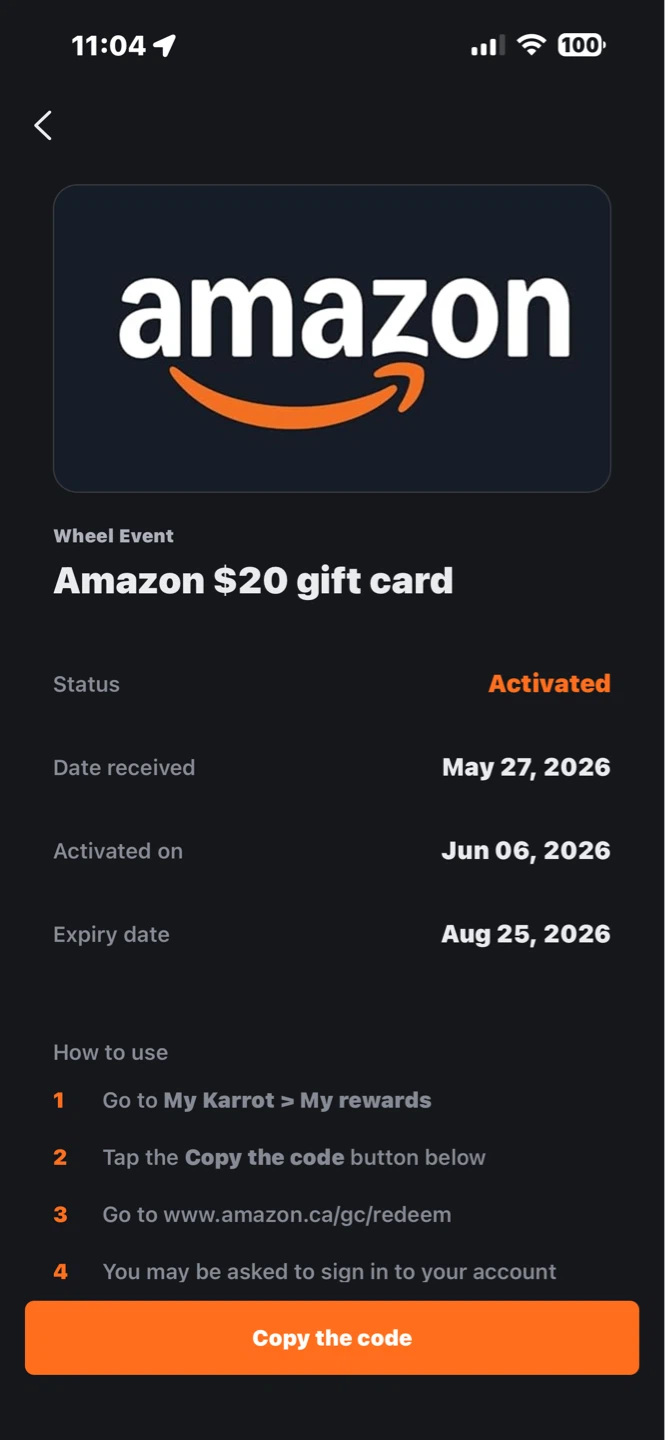 Amazon $20 gift card