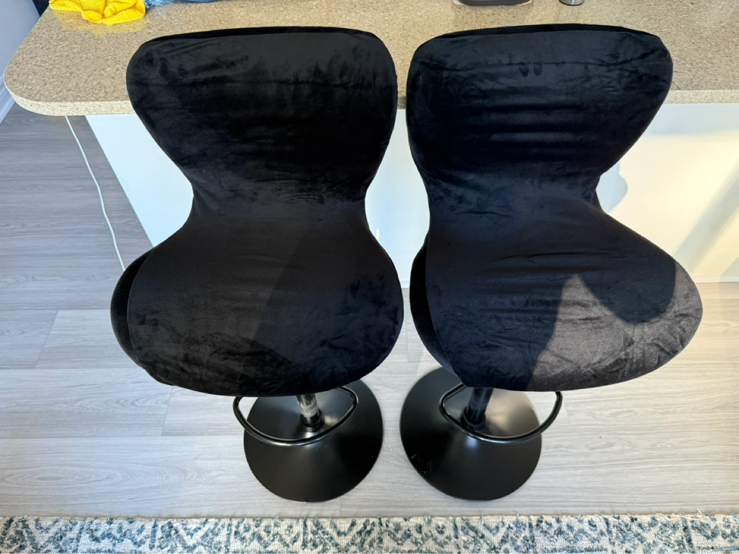 Set of 2 Velvet covered barstools