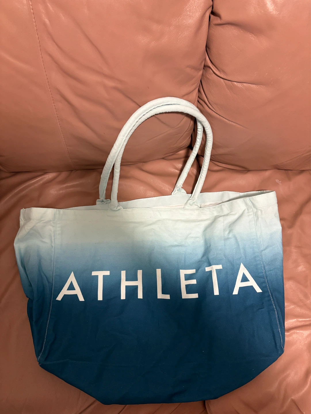 Athleta Large Blue and White Ombré Cotton Tote Bag