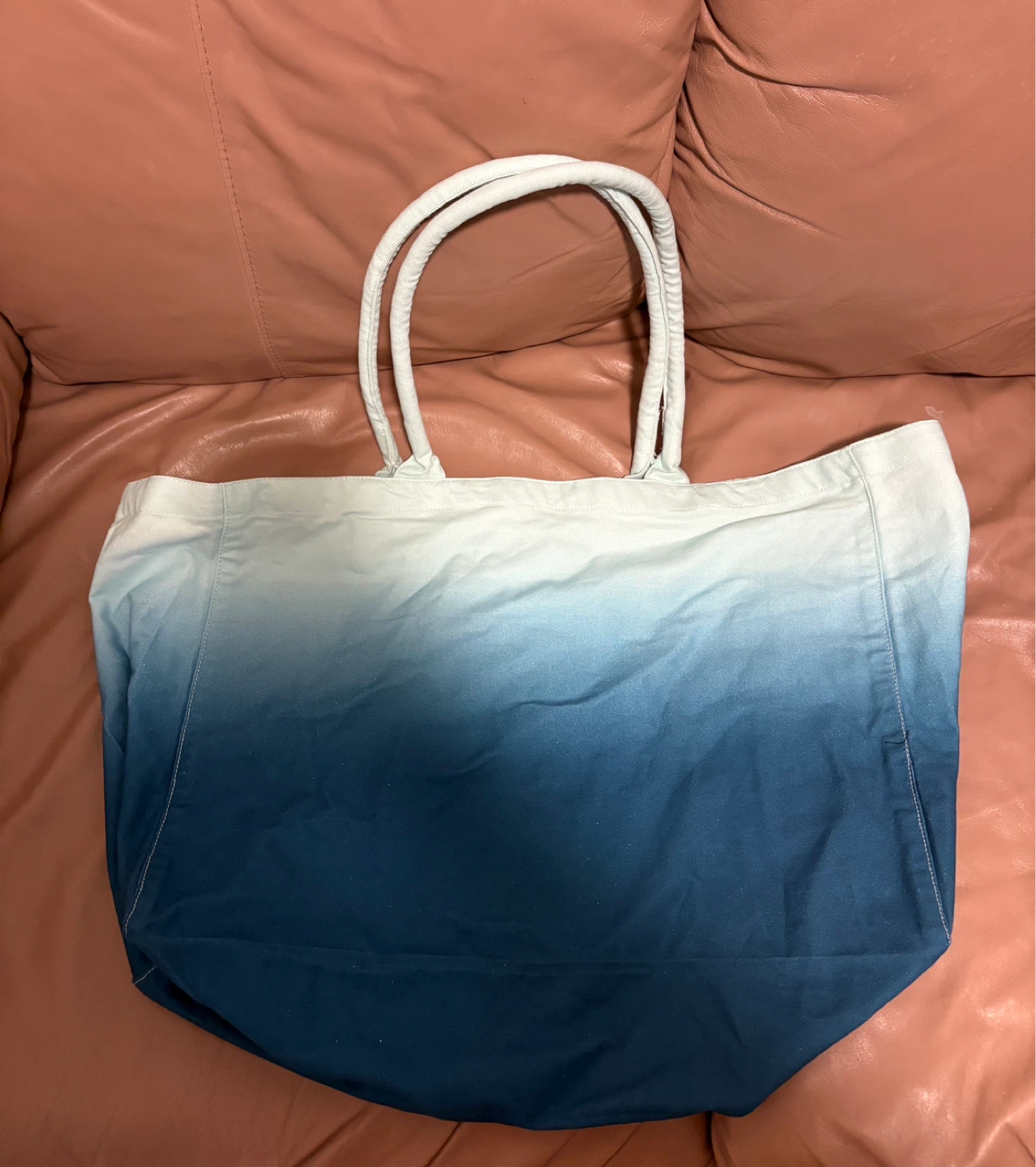 Athleta Large Blue and White Ombré Cotton Tote Bag - photo 2