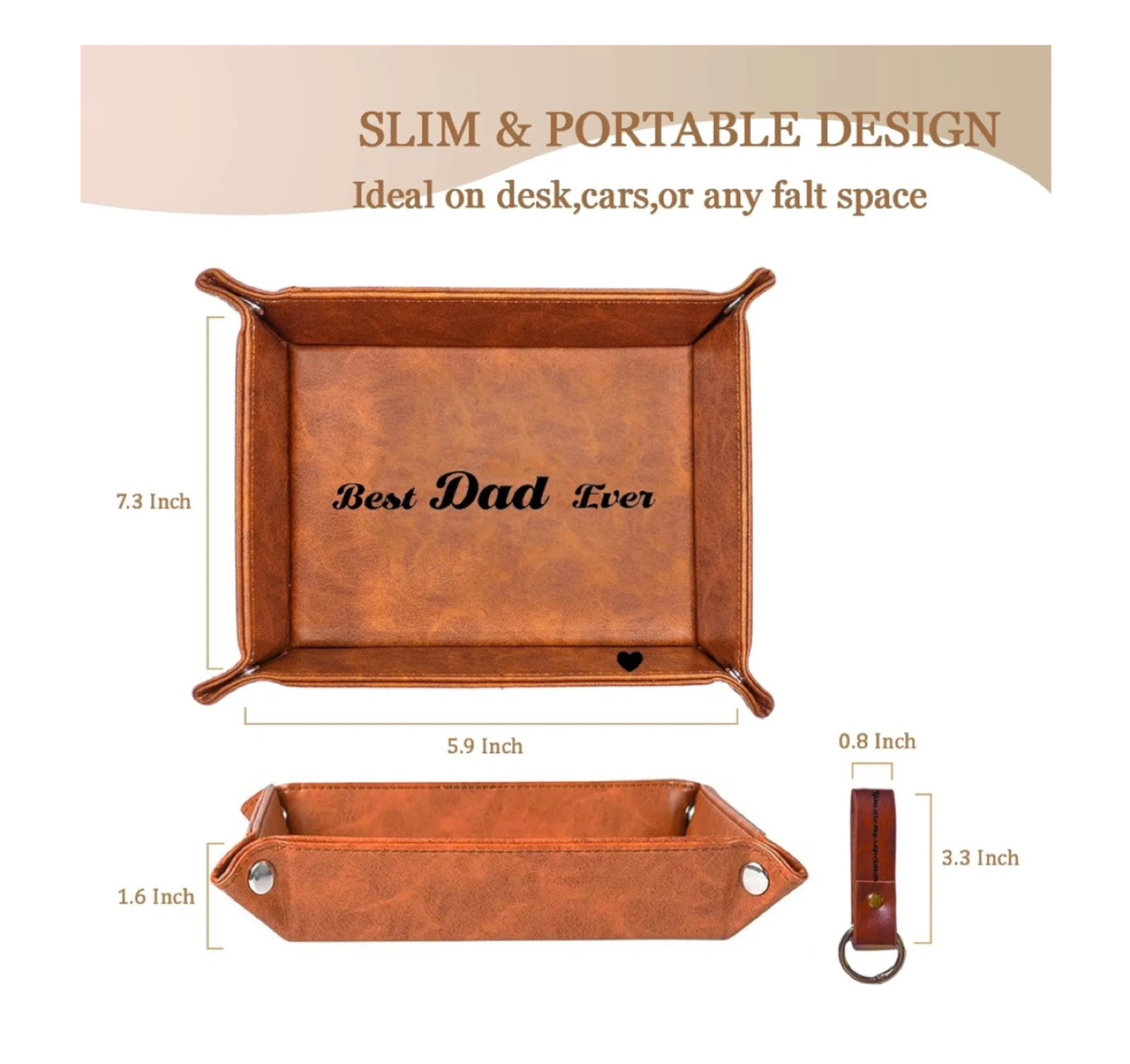 Brand new Men PU Leather Valet Tray and Keychain - photo 3