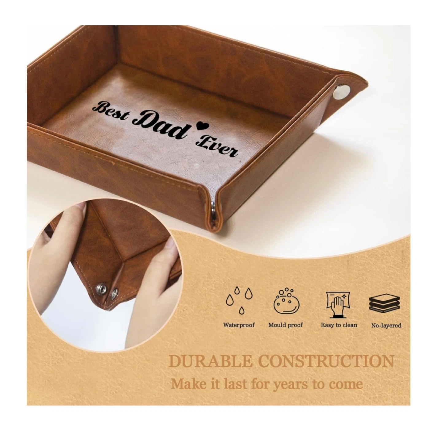 Brand new Men PU Leather Valet Tray and Keychain - photo 4
