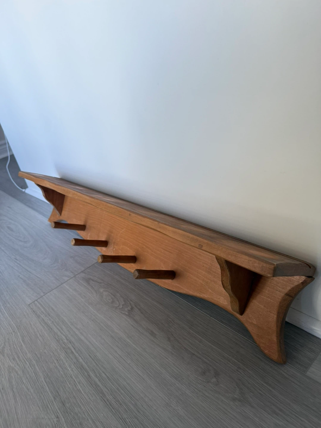 Wooden Wall Coat Rack with Shelf - photo 2