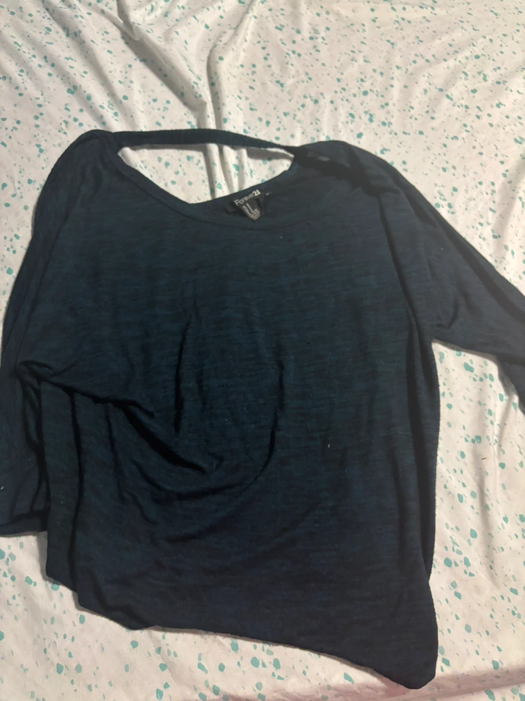 Forever 21 Teal Melange Long Sleeve Top