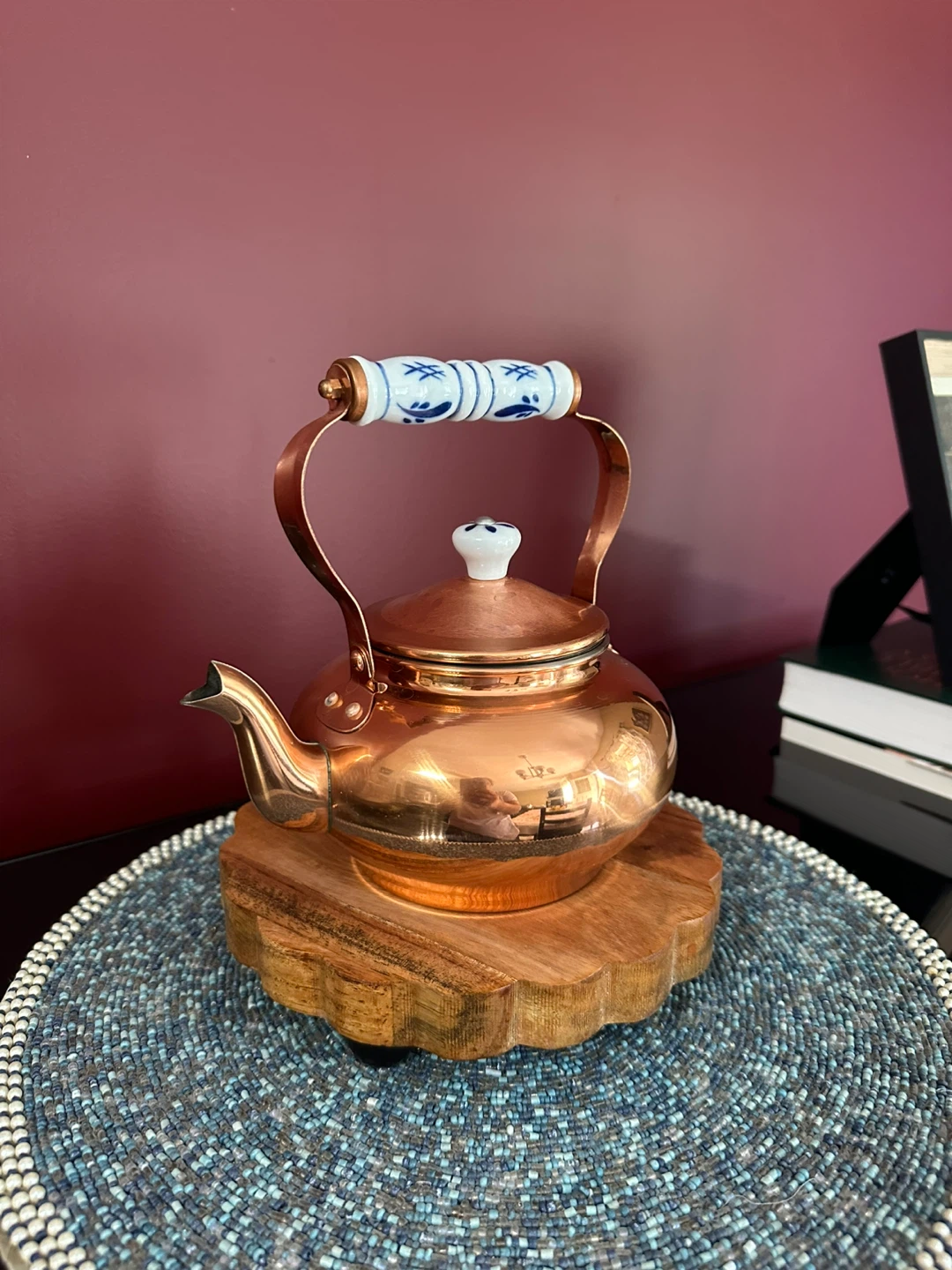 Copper Tea Kettle with Decorative Handle