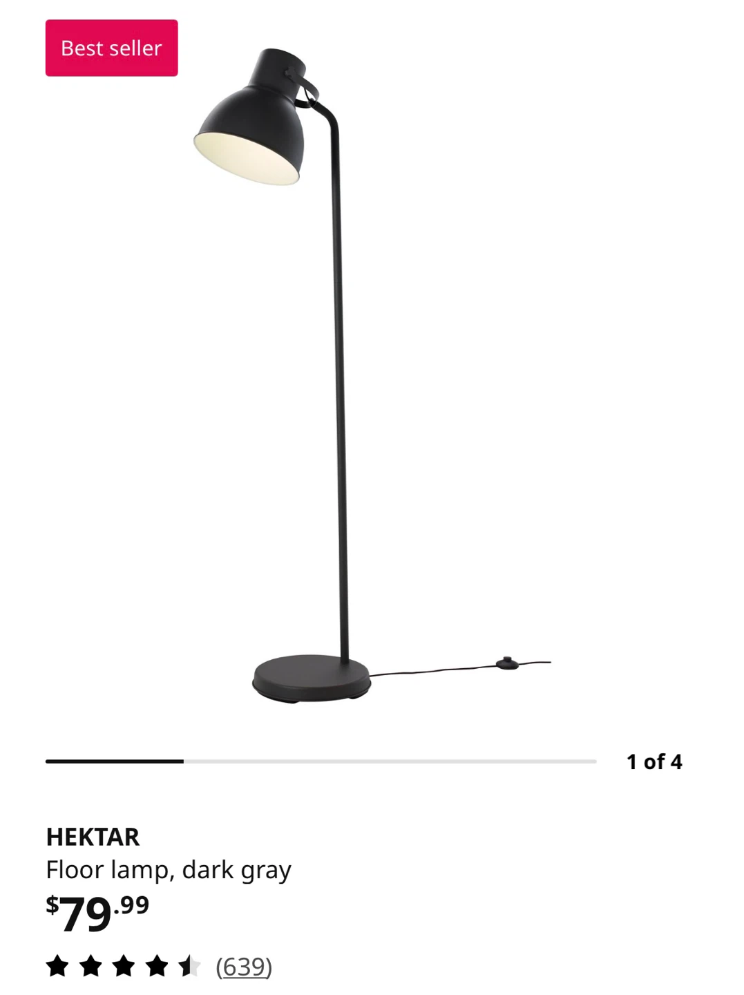 IKEA HEKTAR Floor Lamp - Dark Gray - photo 2