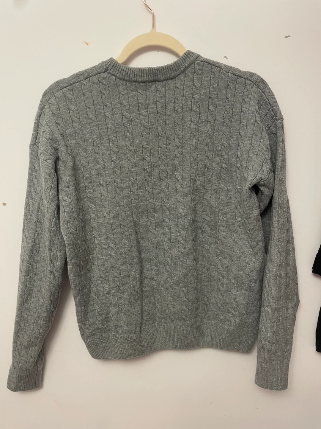 Grey Cable Knit Crewneck Sweater - photo 2