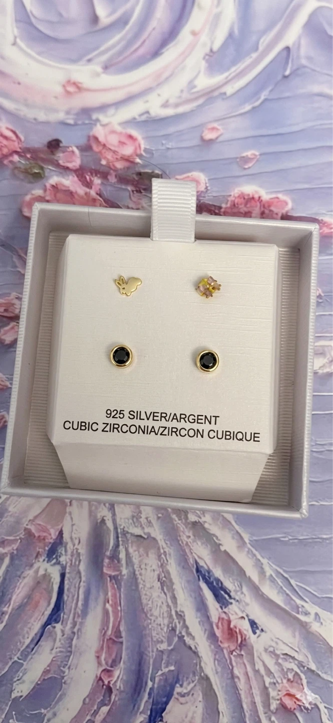 925 Sterling Silver Cubic Zirconia Stud Earrings Set