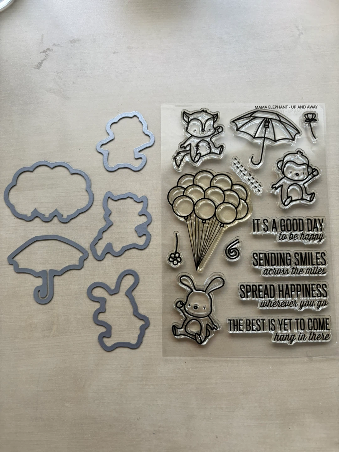 Mama elephant up and away stamp & die cut set