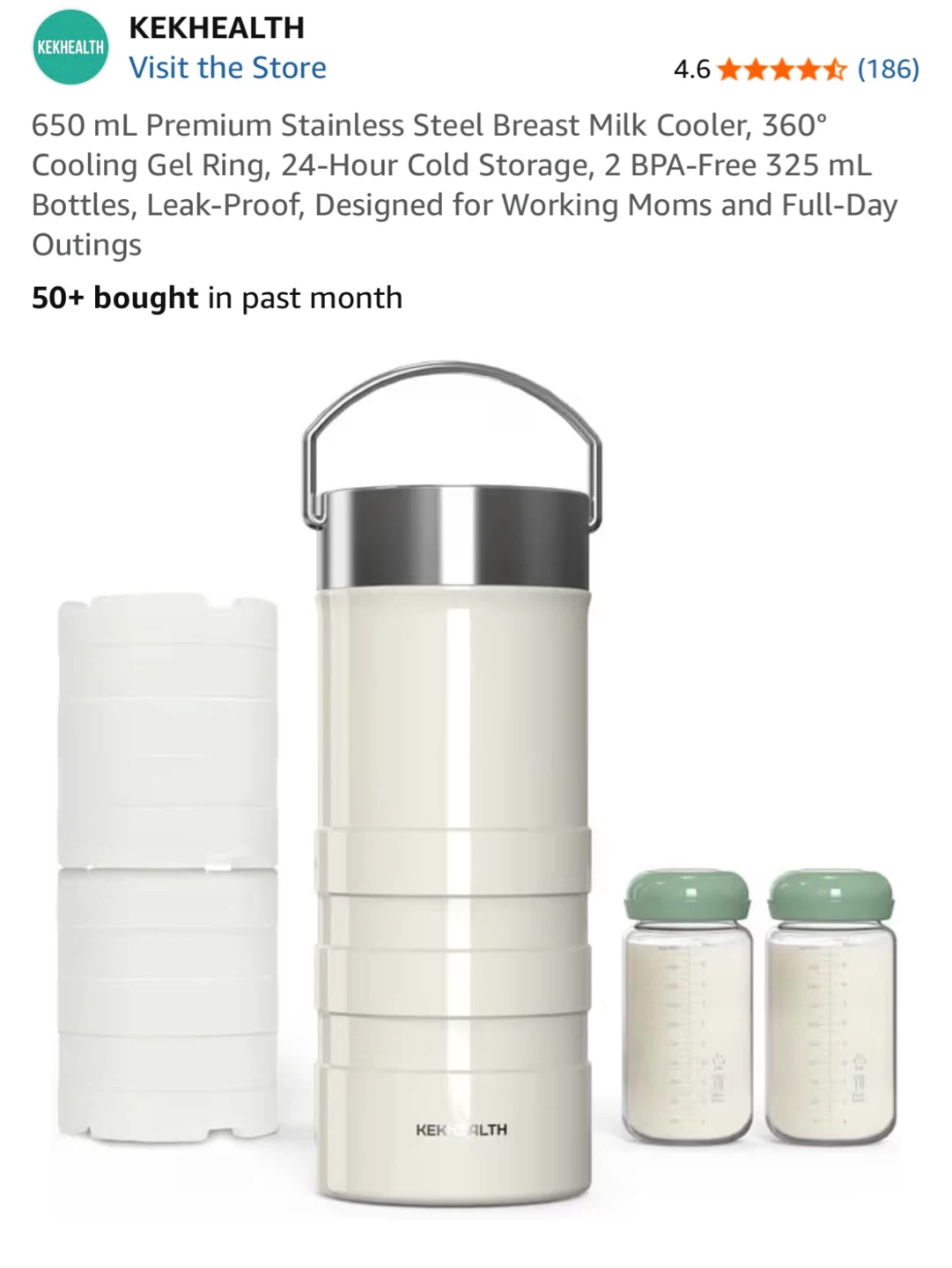 KEKHEALTH Premium Stainless Steel Breast Milk Cooler 650mL