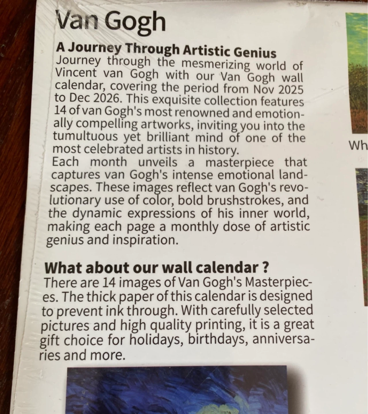 Van Gogh 2026 Wall Calendar and Candles - photo 5