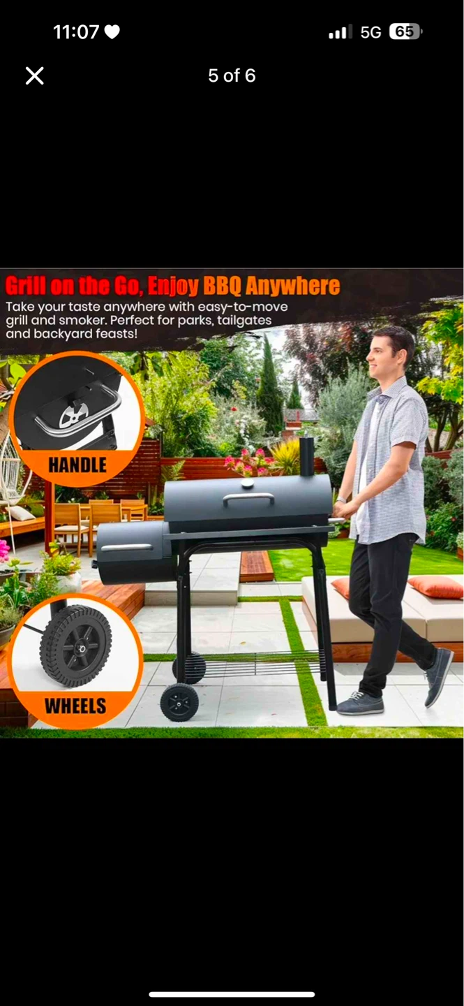 Charcoal BBQ Grill with Offset Smoker - photo 5