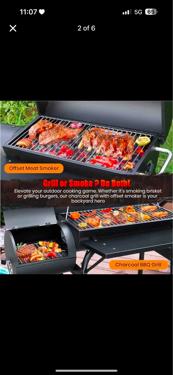 Charcoal BBQ Grill with Offset Smoker - photo 2