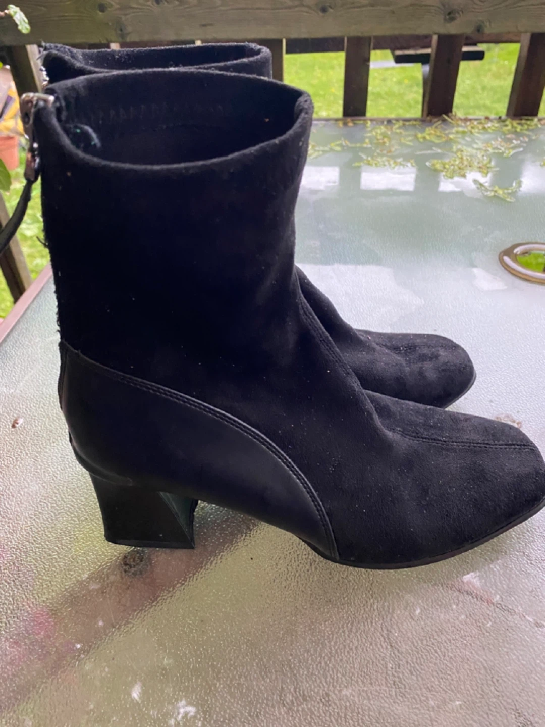 Black Suede and Leather Ankle Boots - photo 2