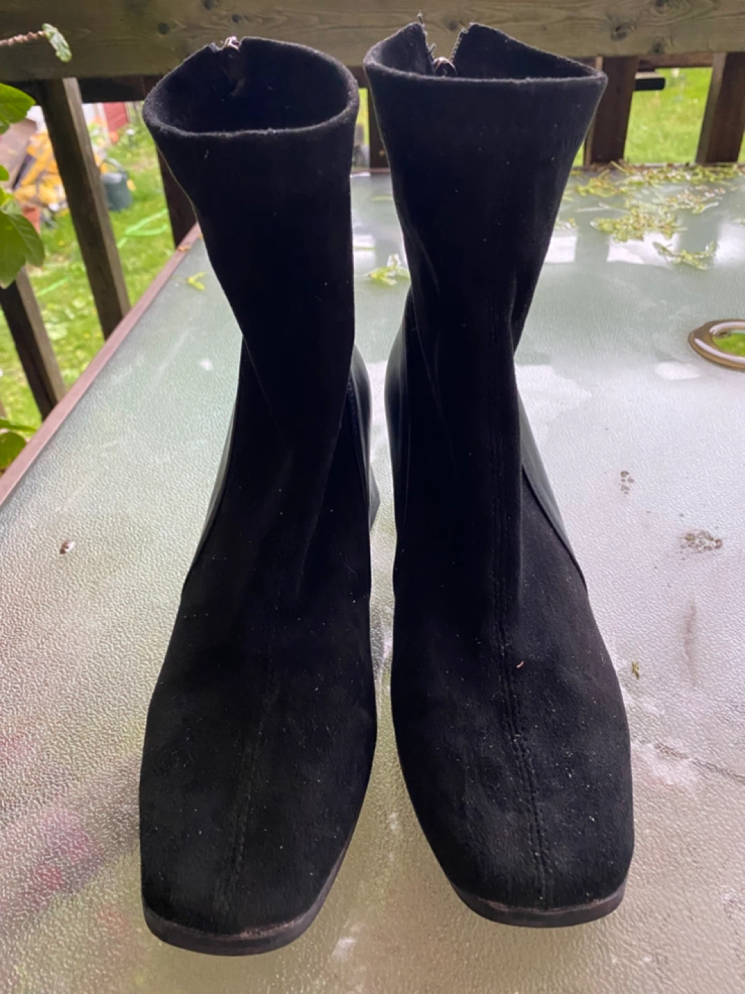 Black Suede and Leather Ankle Boots