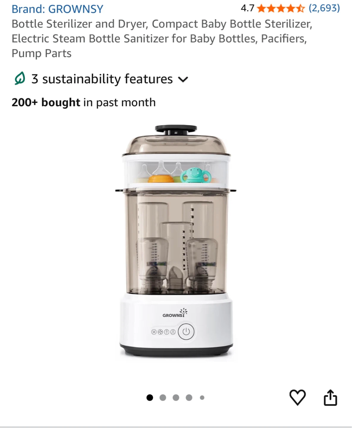Grownsy Baby Bottle Sterilizer and Dryer