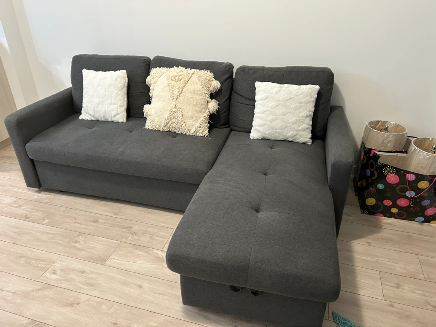 Grey Sectional Sofa with Pull-Out Storage - photo 2