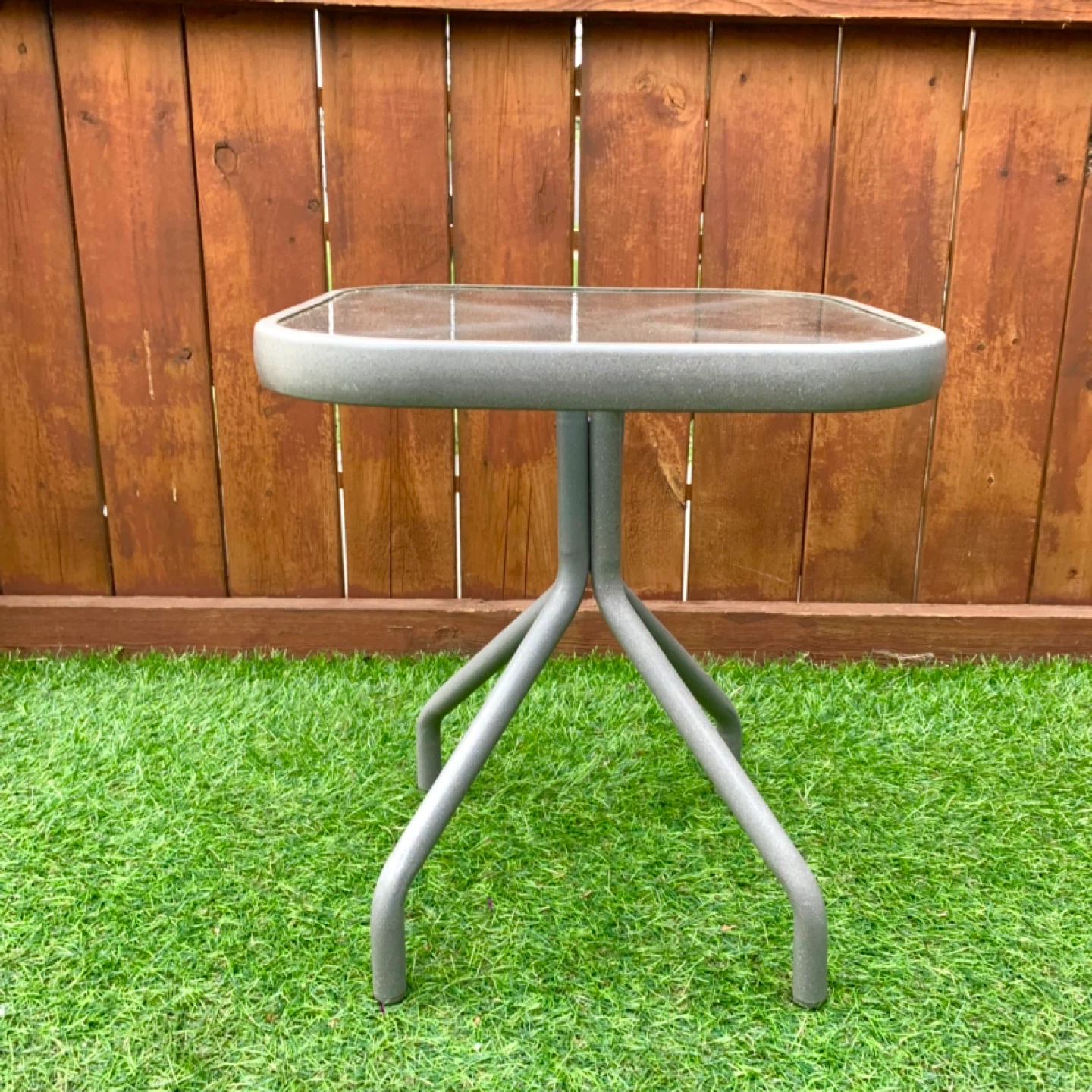 Side Table Glass Top Patio Table End Table Outdoor Furniture - photo 2