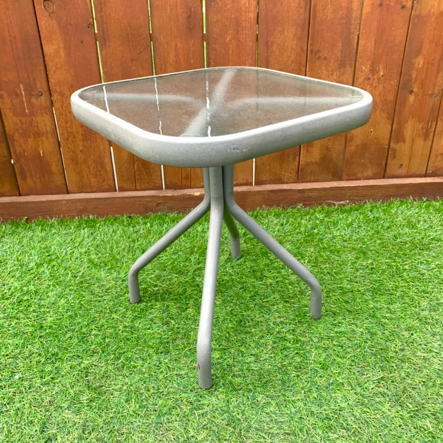 Side Table Glass Top Patio Table End Table Outdoor Furniture - photo 4