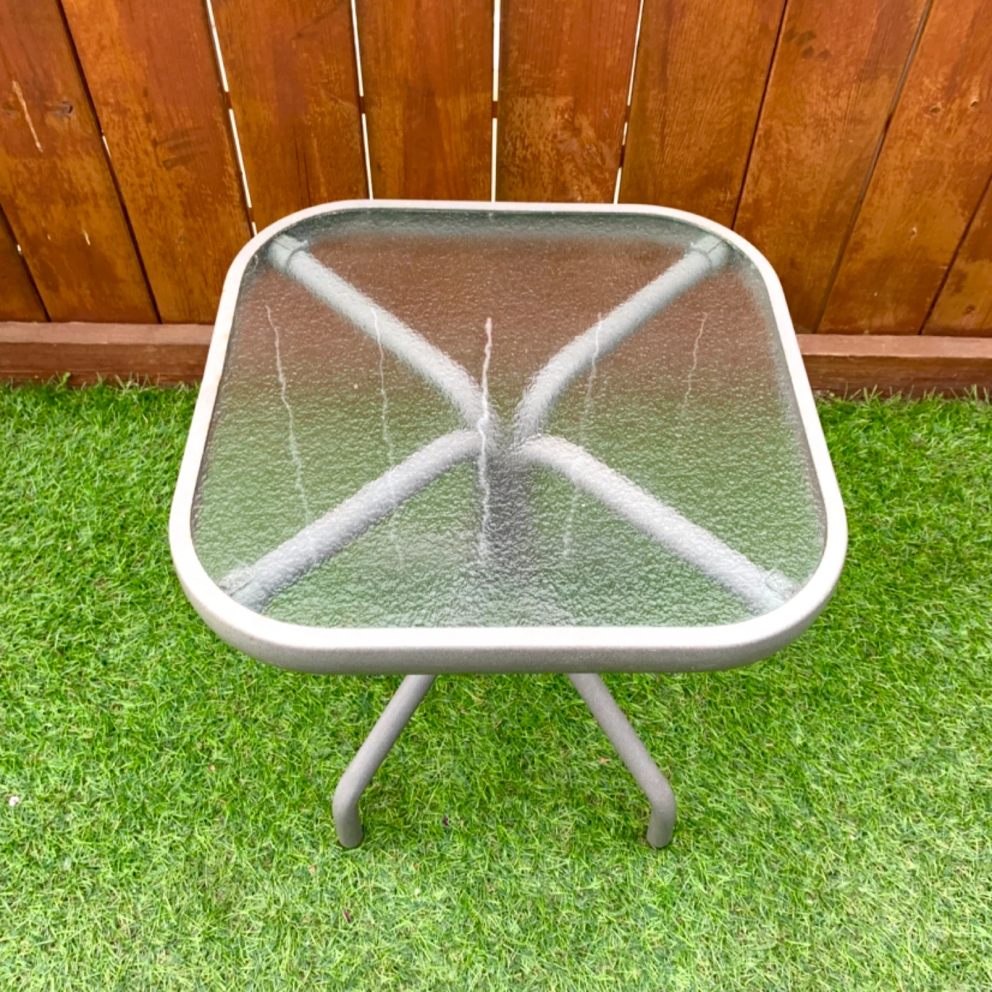 Side Table Glass Top Patio Table End Table Outdoor Furniture - photo 3