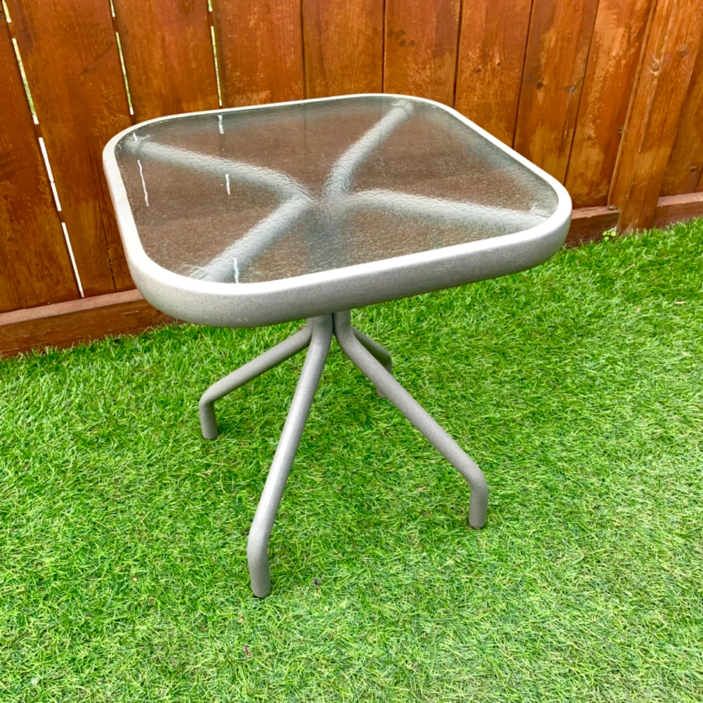 Side Table Glass Top Patio Table End Table Outdoor Furniture
