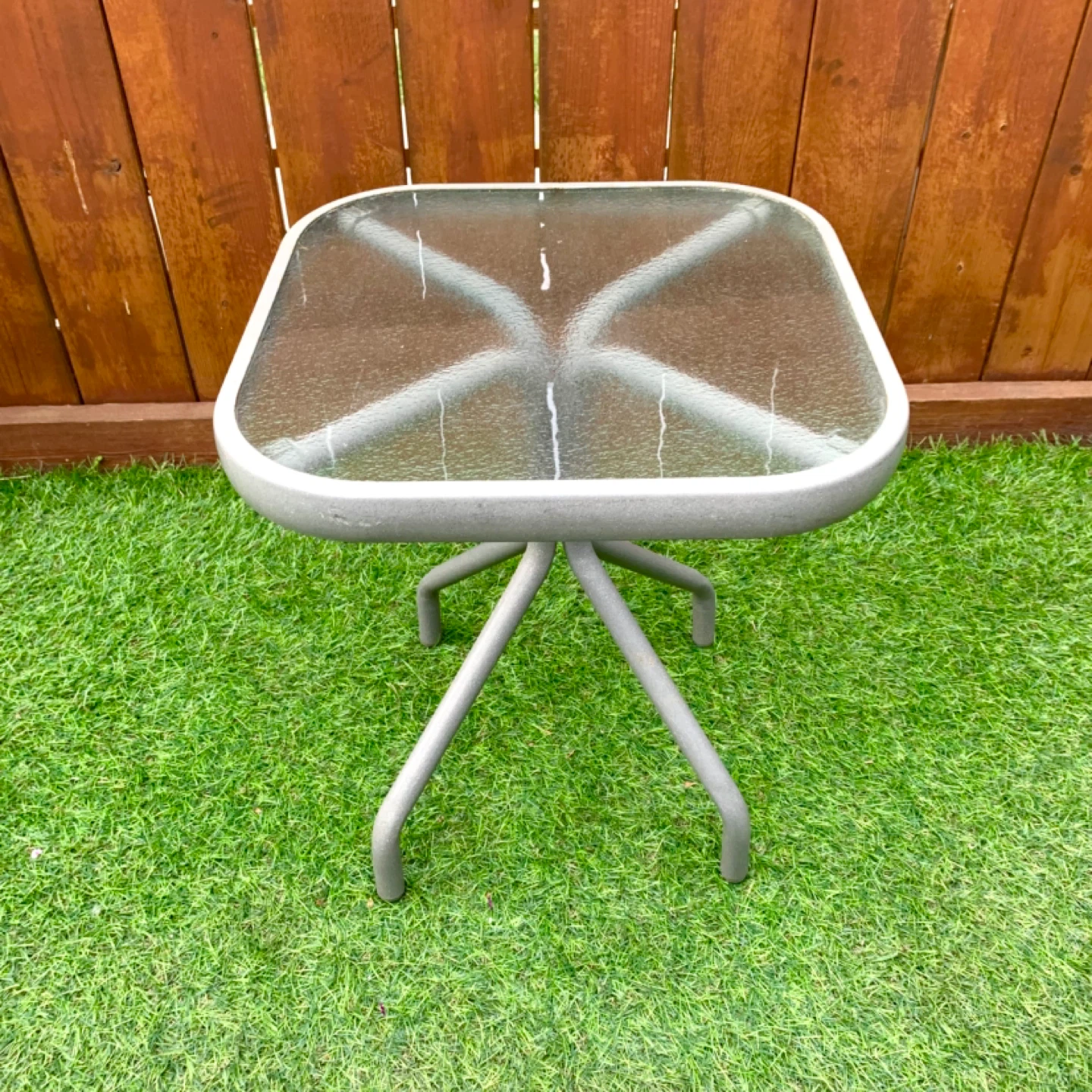 Side Table Glass Top Patio Table End Table Outdoor Furniture - photo 5