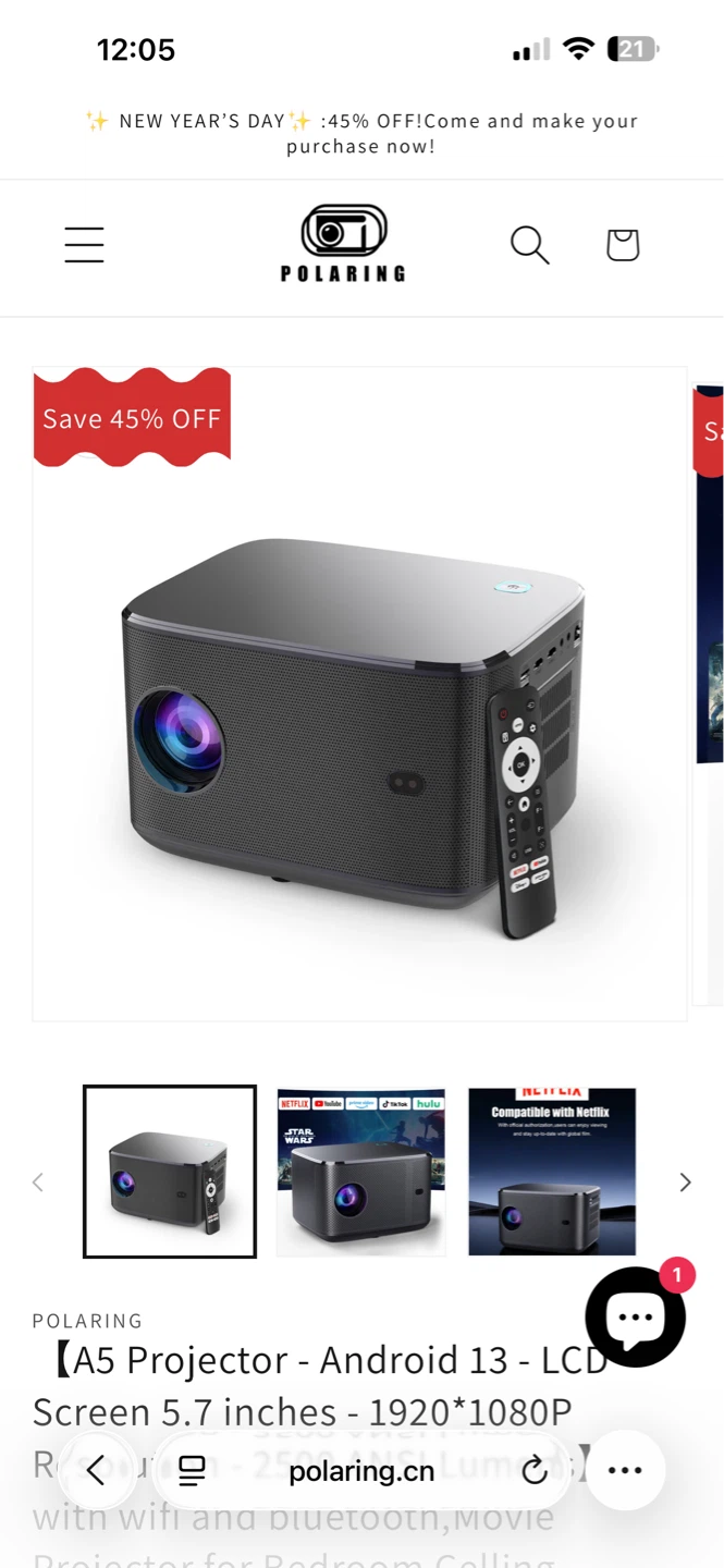 POLARING WhaleTV A5 Projector