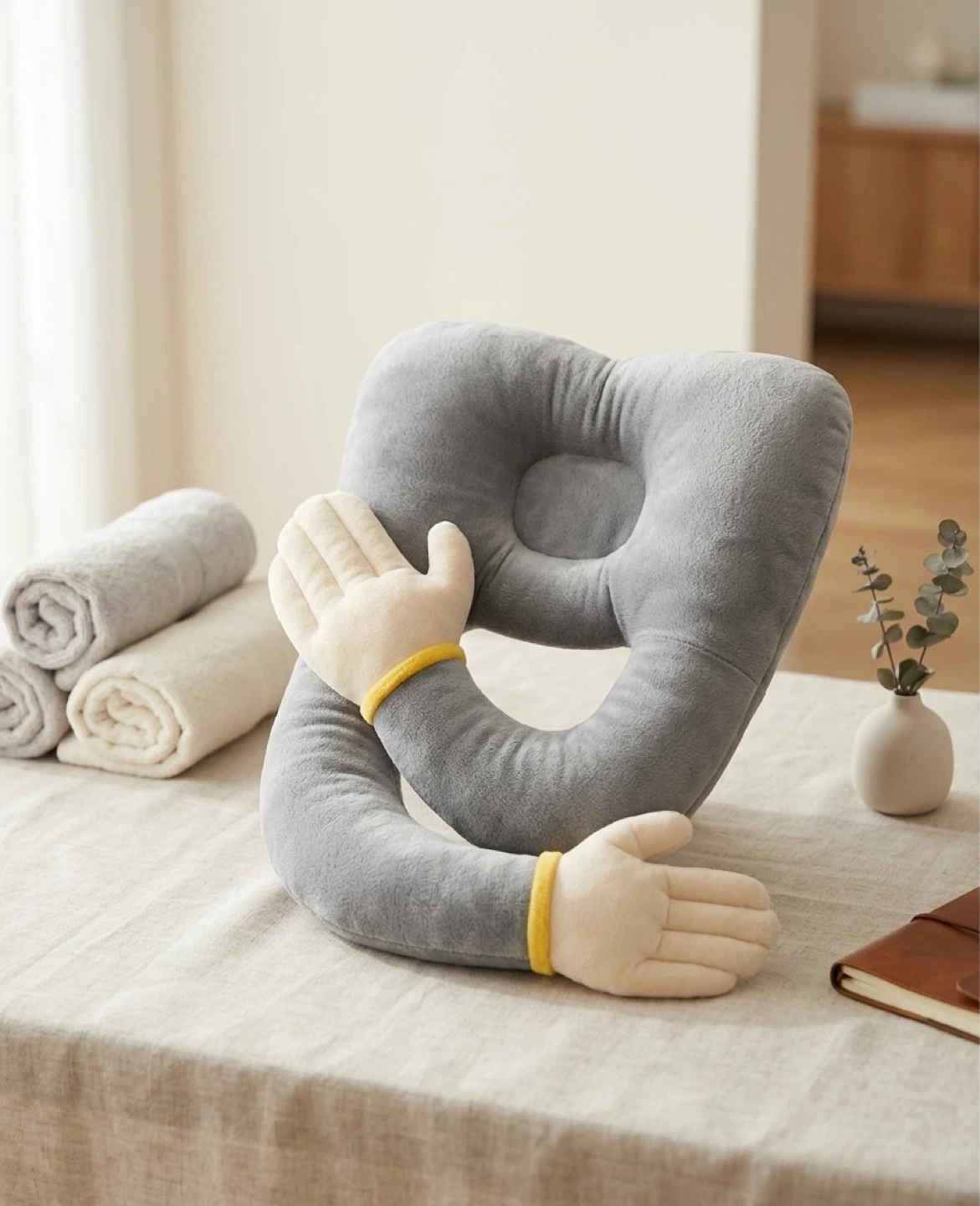 Grey Cuddle Pillow with Arms - photo 2