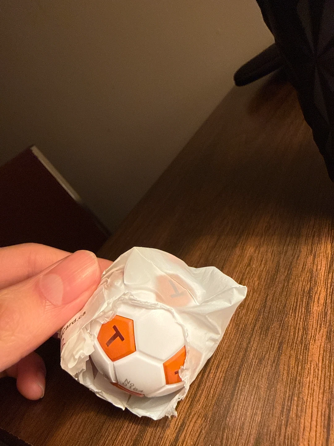 White and Orange Soccer Ball Keychain