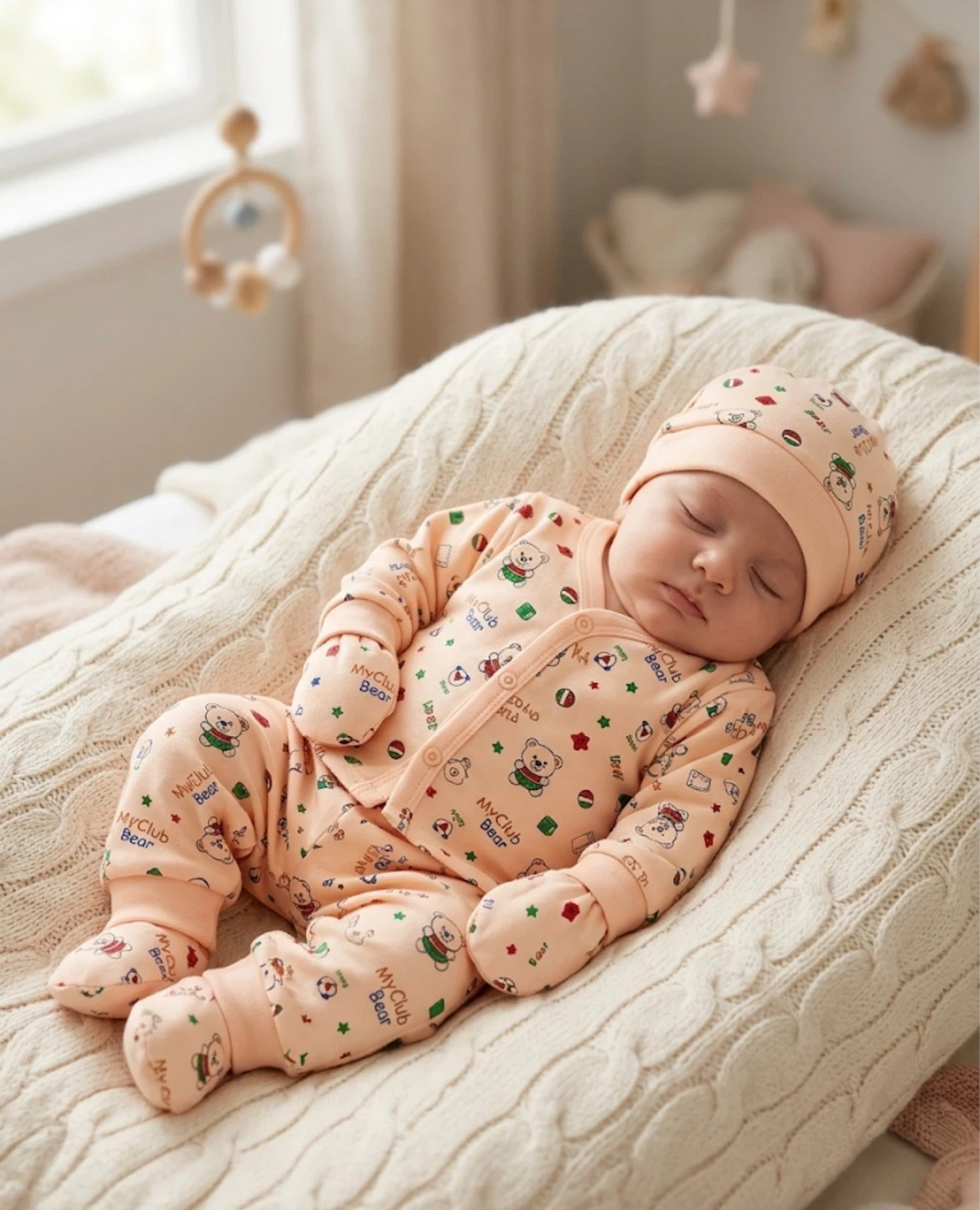 Baby 5-Piece Outfit Set - "My Club Bear" Print