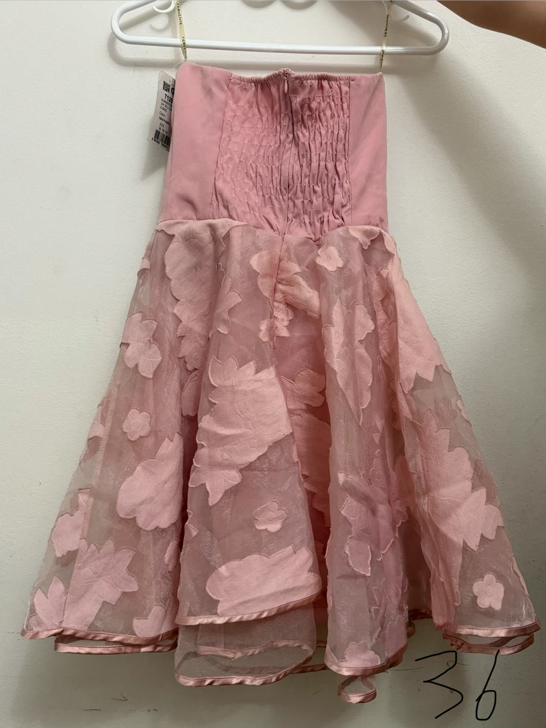 Pink Strapless Dress with Floral Overlay - photo 2
