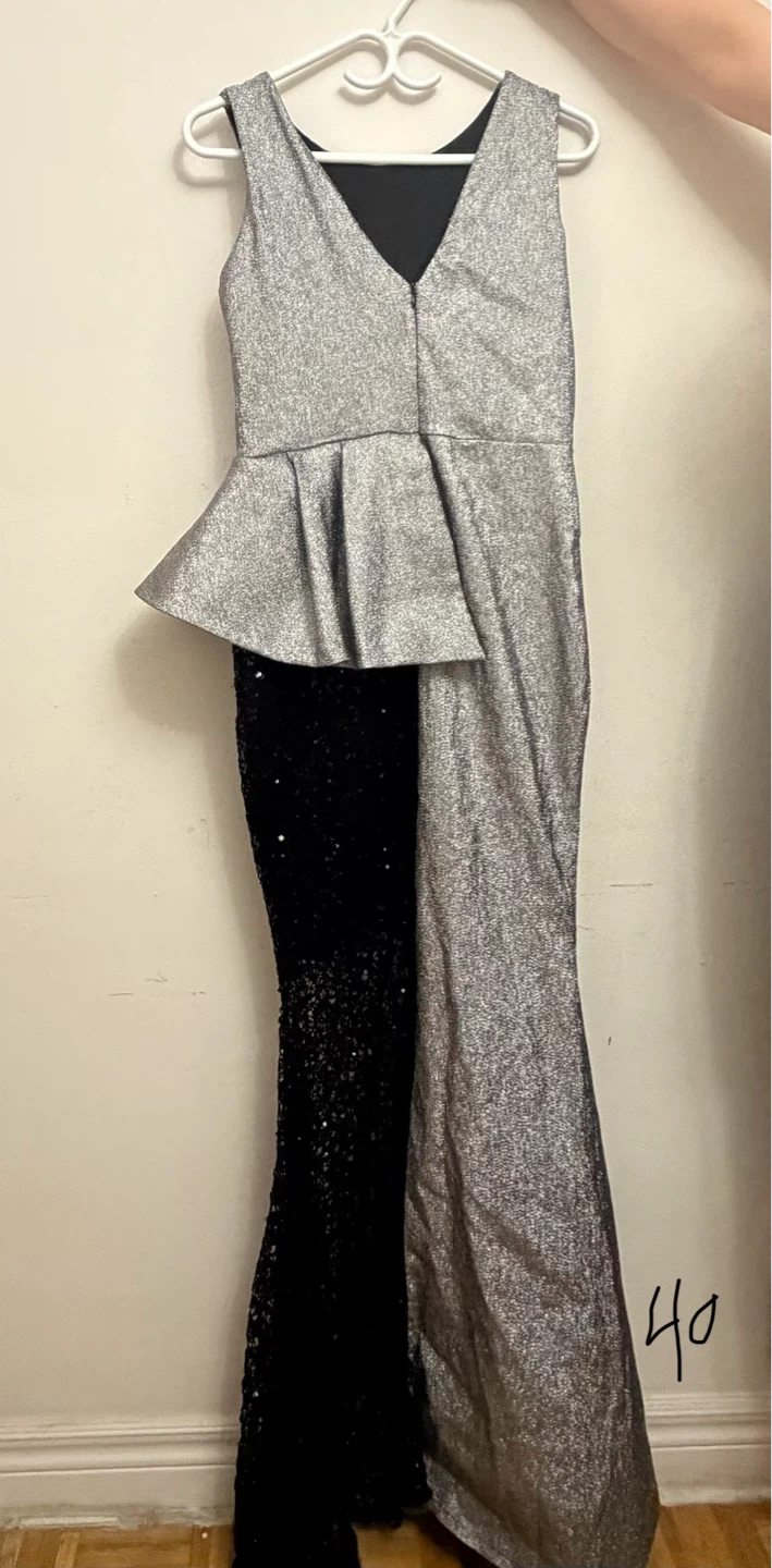 Silver and Black Sequin Gown