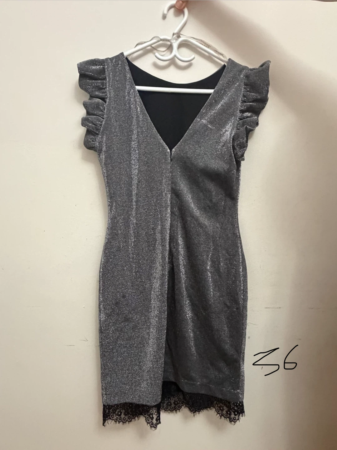 Silver Sparkle Dress with Lace Trim - photo 2