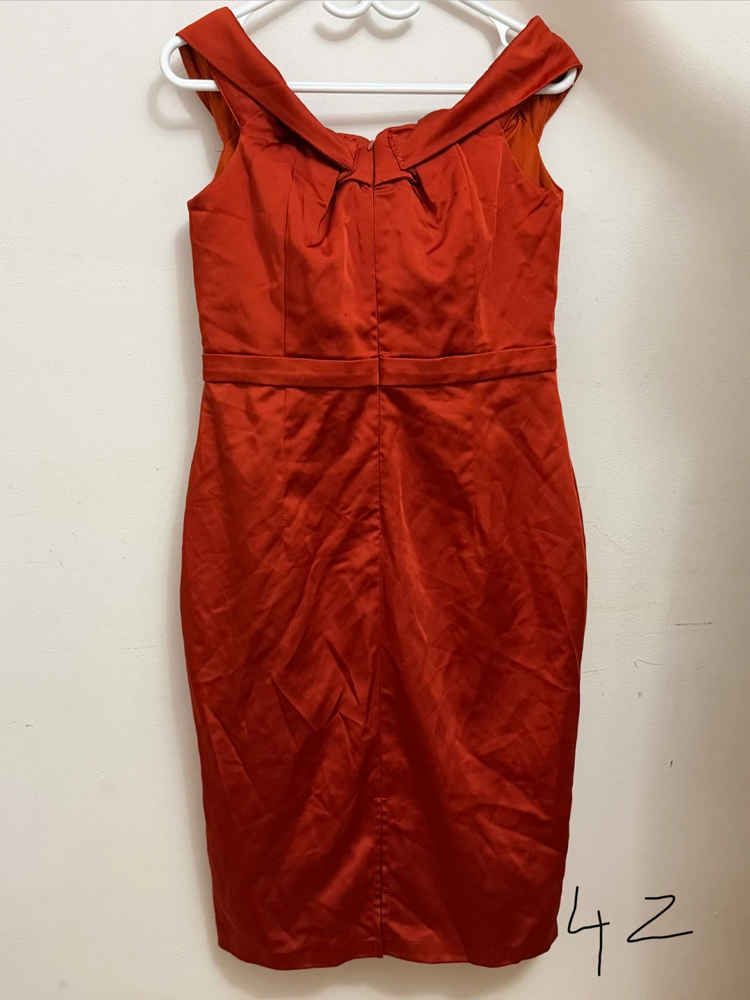 Orange Satin Off-the-Shoulder Dress - photo 2