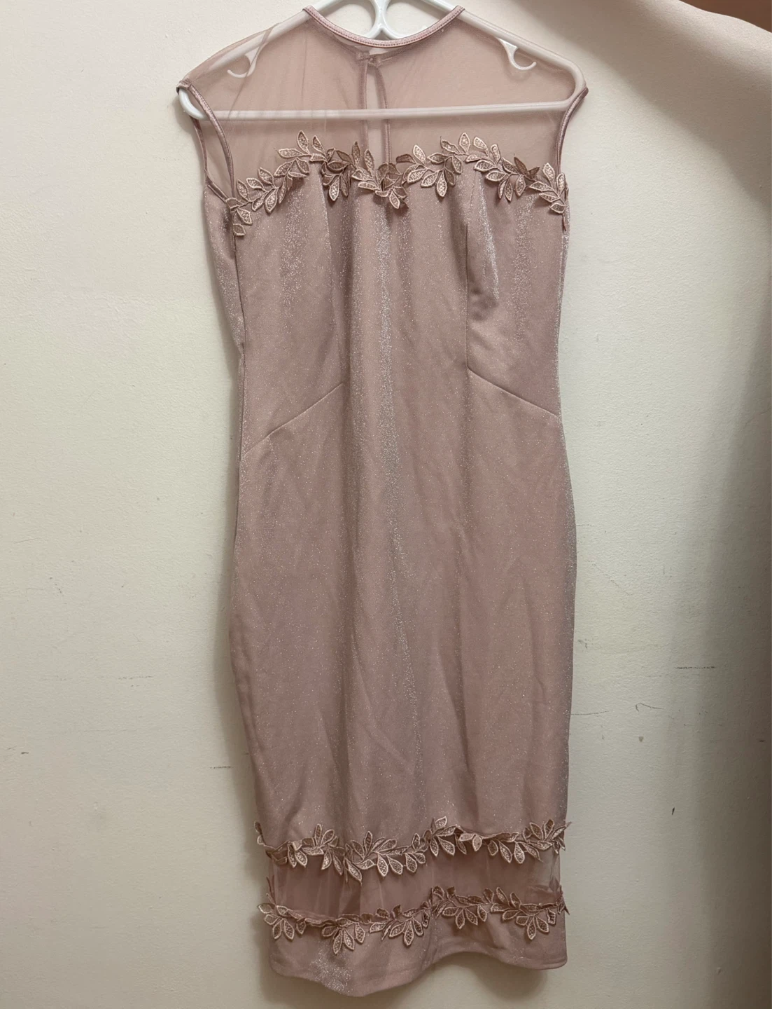 Pink Glittery Lace Trimmed Dress