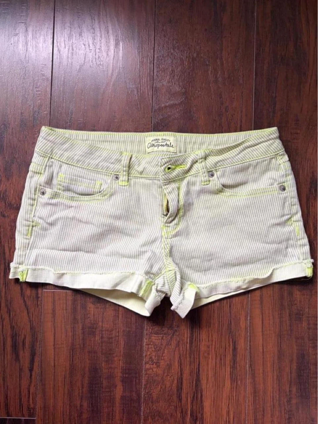 Aeropostale Striped Denim Shorts