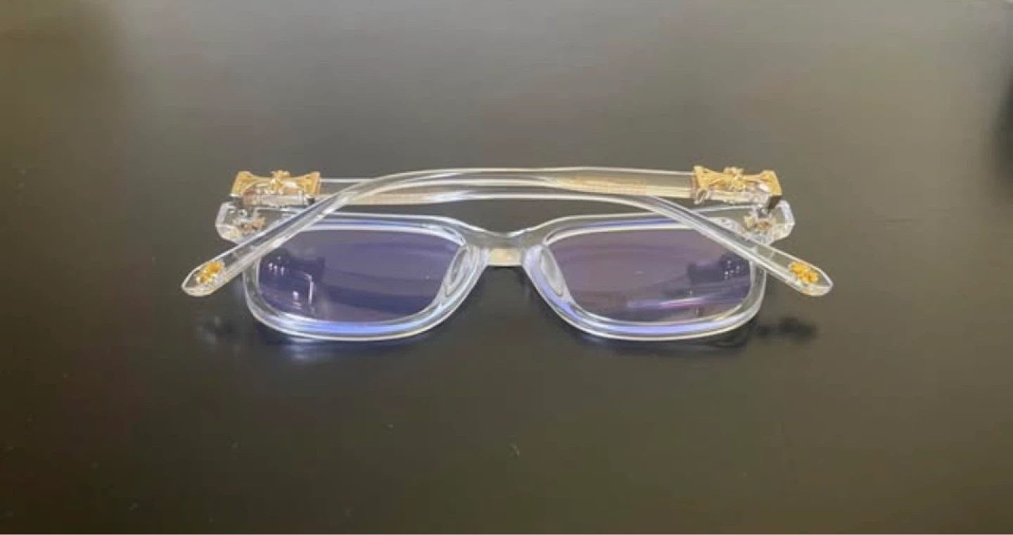 Chrome Hearts Style Clear Frame Blue Light Glasses Gold Accents - photo 2