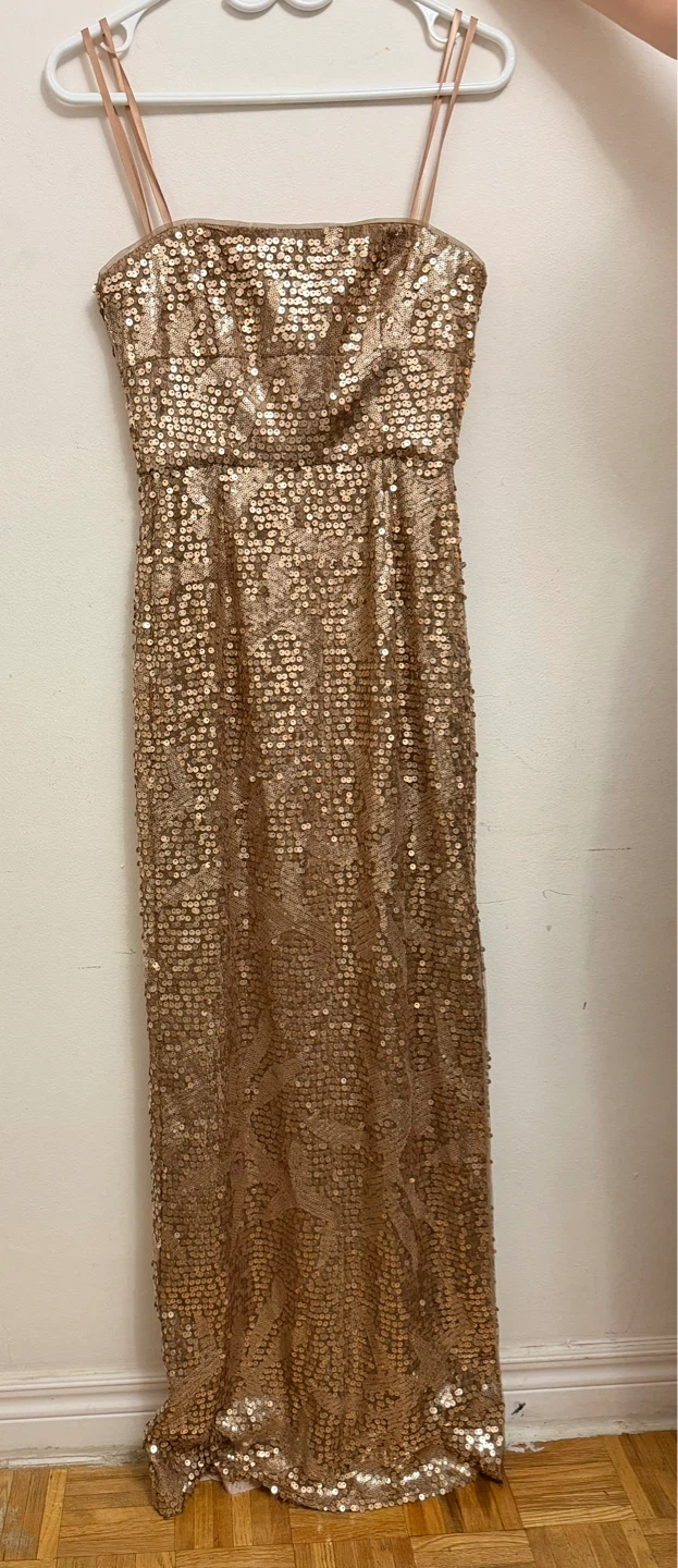 Gold Sequin Spaghetti Strap Maxi Dress