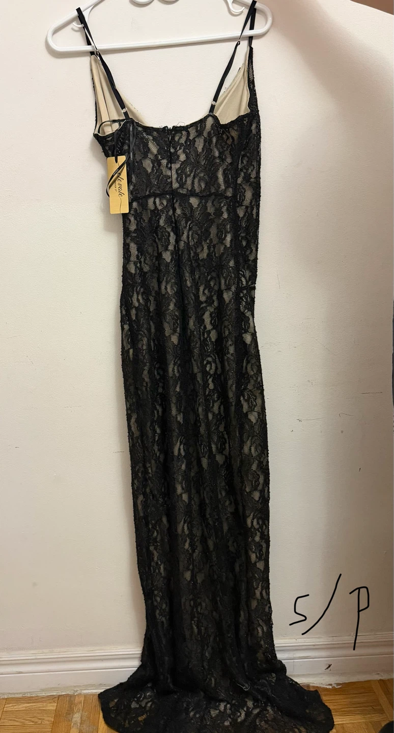 Black Lace Maxi Dress with Slit - photo 2