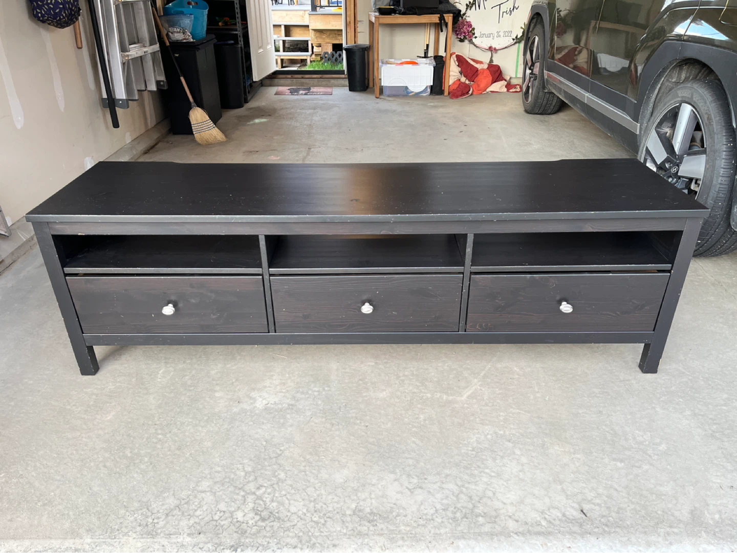TV Stand - Black Entertainment Unit with Drawers