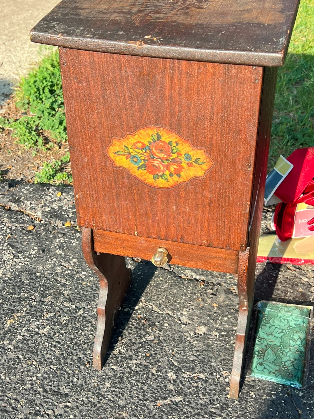 Vintage Wooden Cannister with Floral Decal