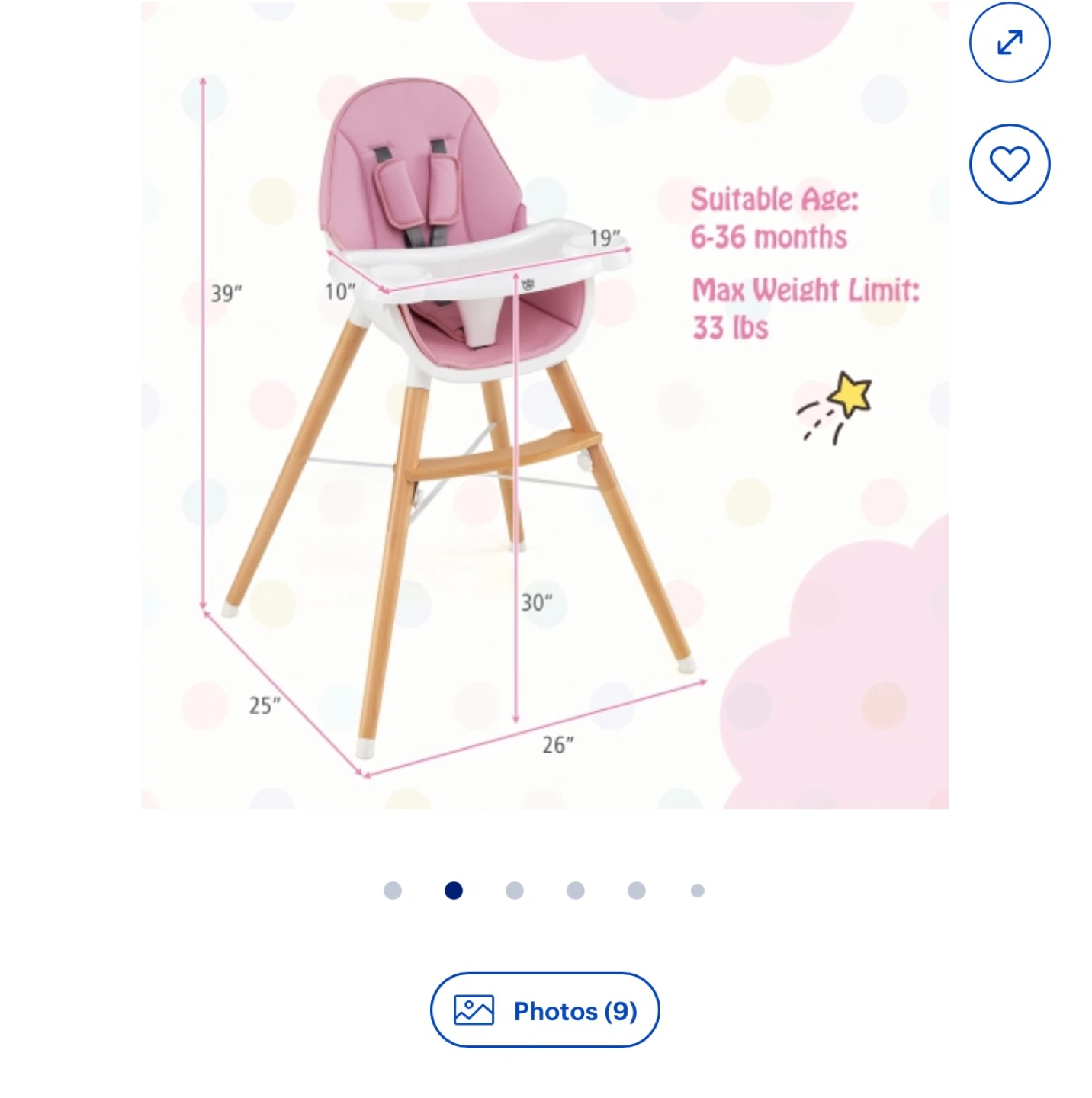 Baby High Chair - Pink