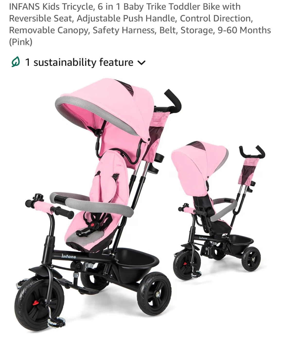INFANS 6-in-1 Kids Tricycle Toddler Bike - photo 4