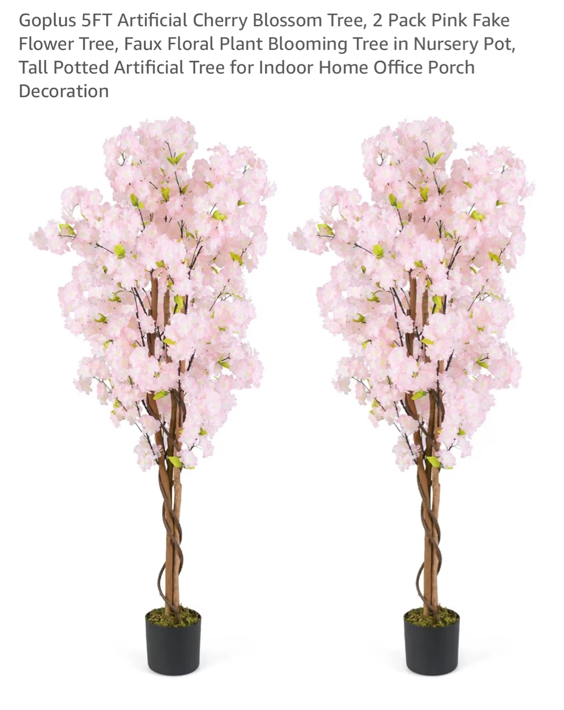Goplus 5FT Artificial Cherry Blossom Tree (2 Pack)