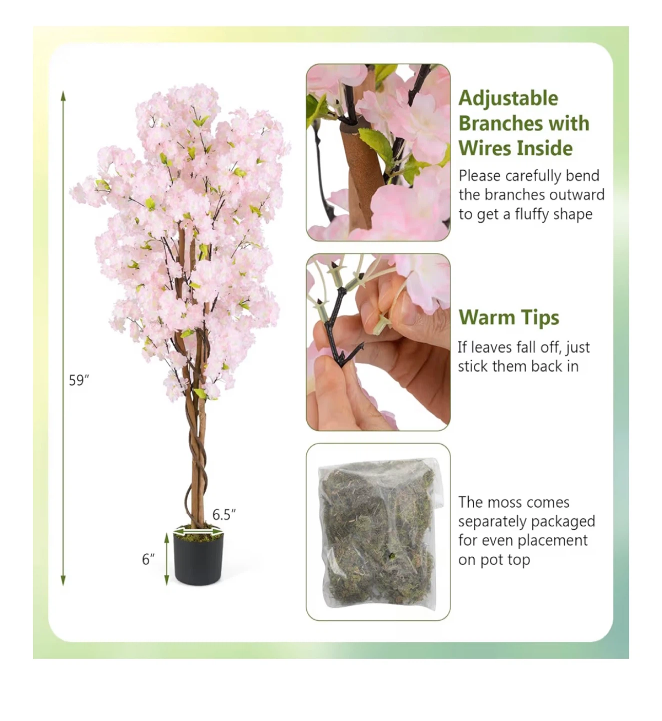 Goplus 5FT Artificial Cherry Blossom Tree (2 Pack) - photo 4
