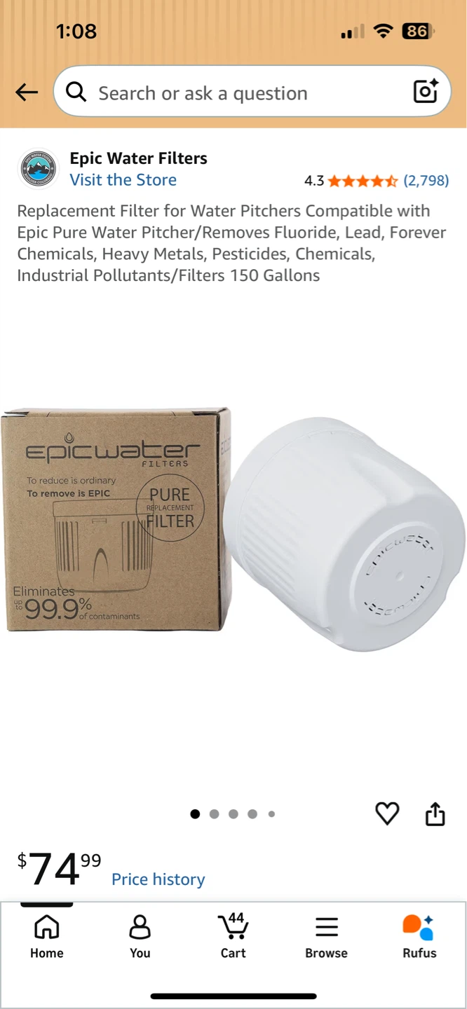 Epic Water Filters Replacement Filter for Water Pitchers